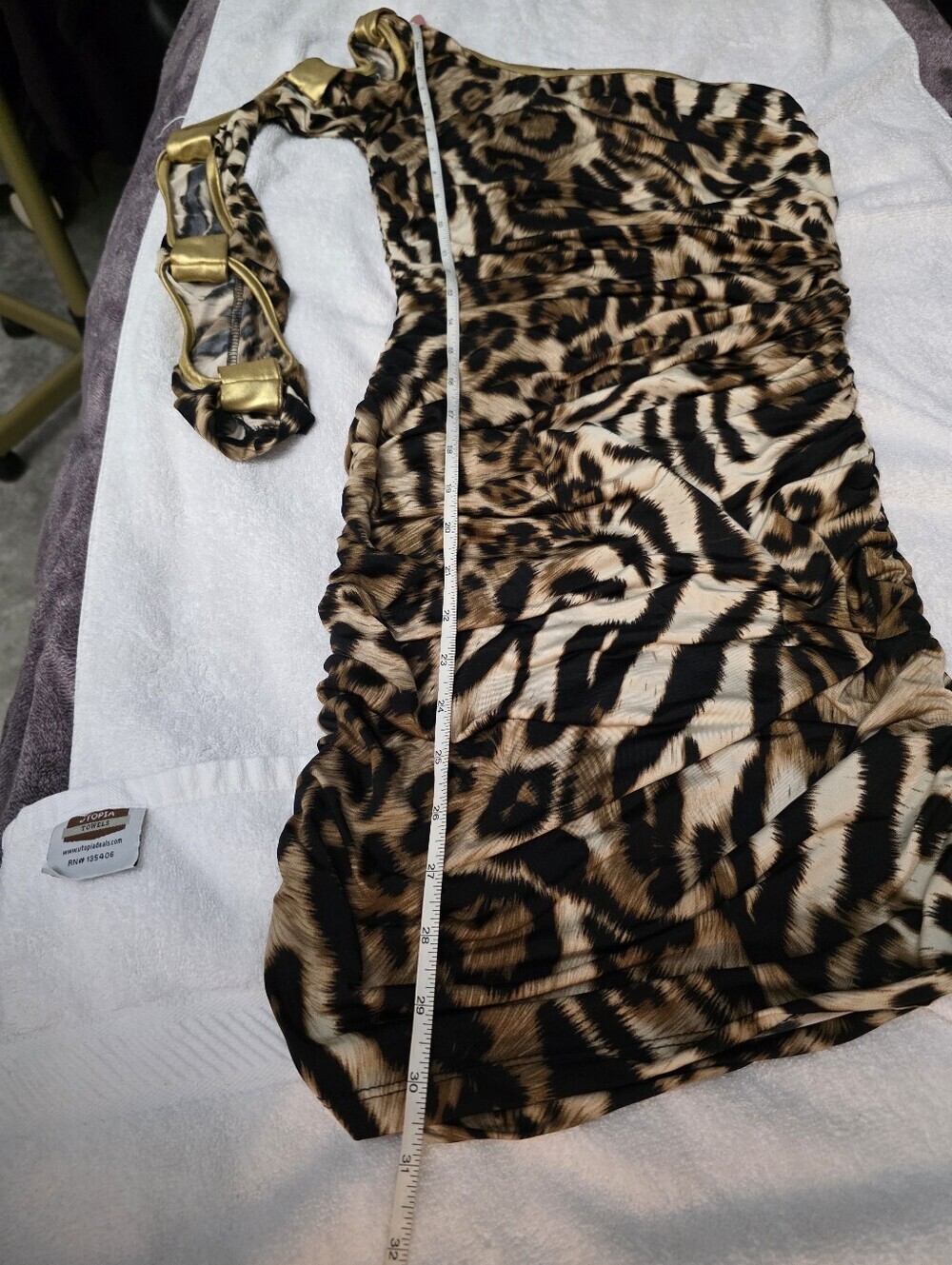 Cameo One Shoulder Animal Print Ruched Bodycon Dress Size Medium - Picture 11 of 11